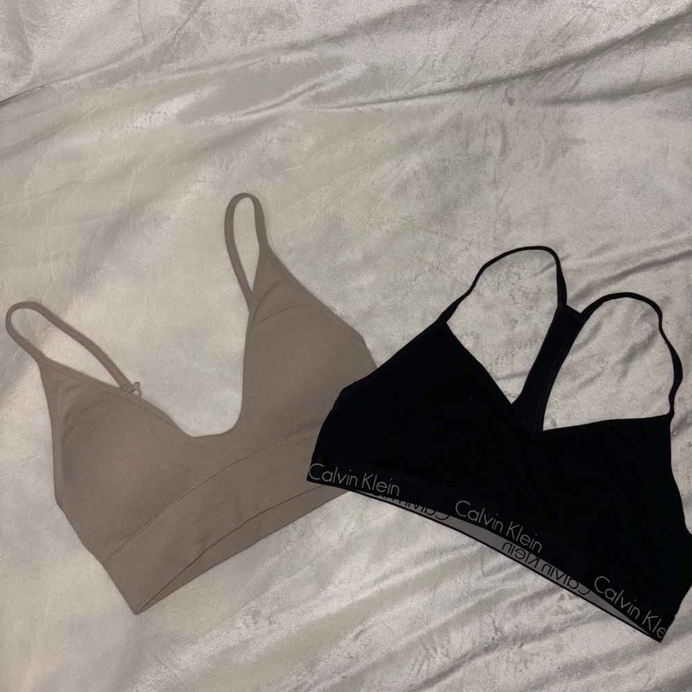 Calvin Klein Black and Aero Tan Bra Intimates & Sleepwear